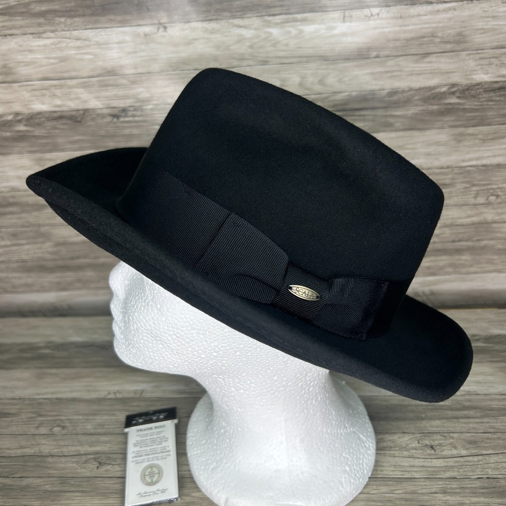 Scala Bristol Black Wool Felt Fedora Medium Crushable Packable Water Repellent